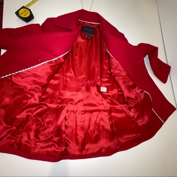 Banana Republic Red Double Breasted Short Italian Wool Coat Sz XS - Picture 14 of 17